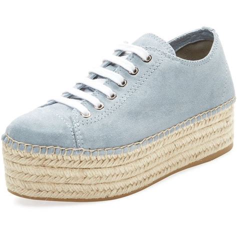 Miu Miu Suede Platform Espadrille Sneaker, Light Blue